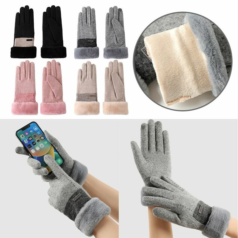 Odporne na zimno rękawiczki do ekranu dotykowego nowa, wiatroodporna, ciepła rękawica z motywem kreskówki, zagęszczona, pełne rękawiczki z klapką jesienna zima