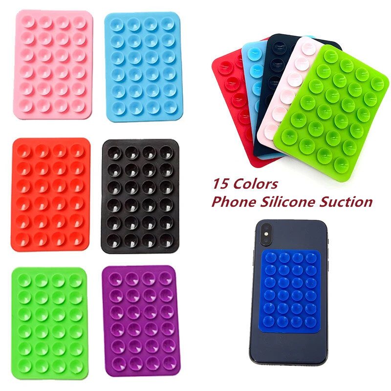 24 Square  Universal Phone Suction Cup Wall Stand Mat Multifunctional Silicone Square Phone Single-Sided Case Anti-Slip Holder