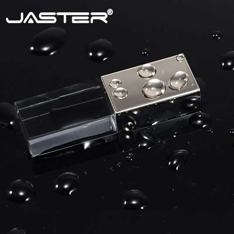 JASTER USB 2.0 فلاش حملة كريستال أنيق نمط القلم محرك 32GB 64GB ذاكرة عصا ثلاثية الأبعاد النقش بالليزر شعار مخصص مجاني U القرص