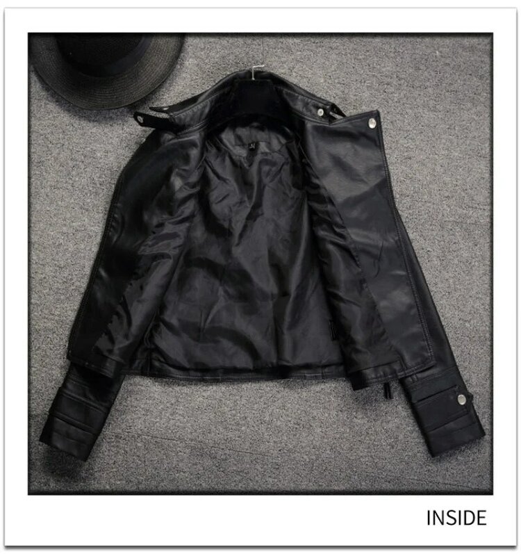 女性のゴシックスタイルのジャケット,カジュアルな黒の合成皮革の春と秋のジャケット