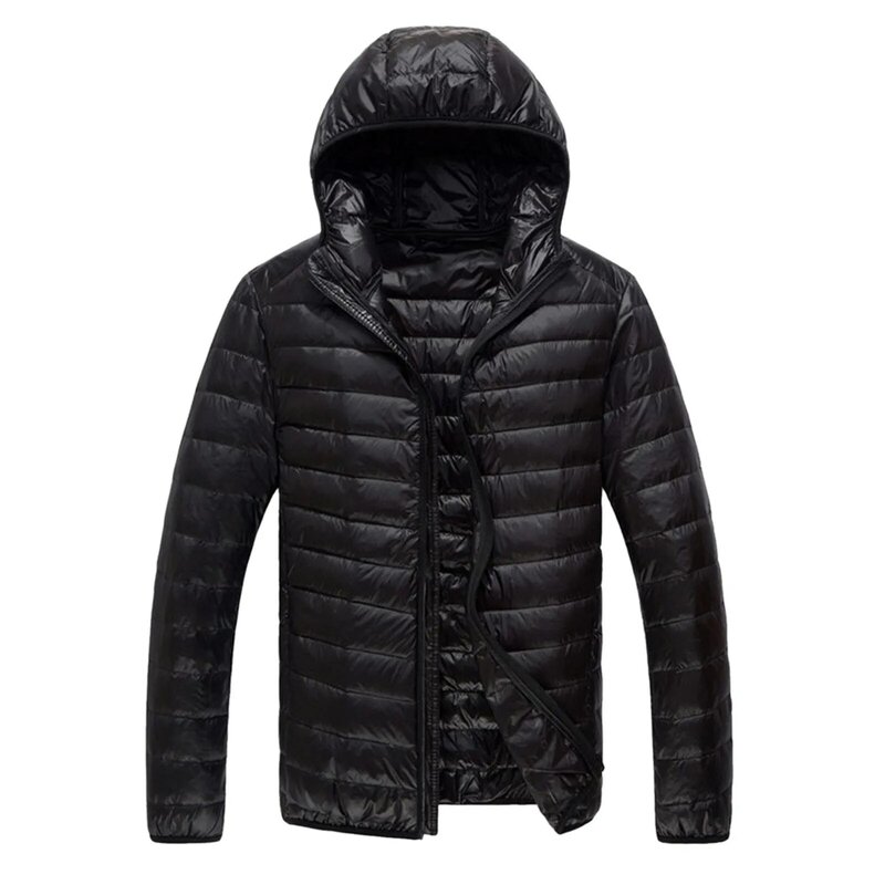 Mens Solid Parkas Cotton-Padded Hooded Long Sleeve Coat Winter Slim Fit Overcoat Basic Outwear Jacket Coat Warm Casual Jackets