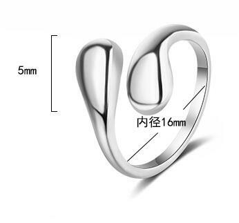 Autentico anello da dito aperto con goccia d'acqua irregolare in argento Sterling 100% 925 per le donne, gioielleria raffinata DA143