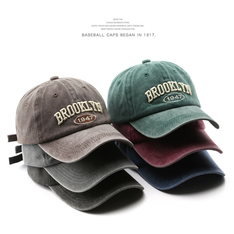 Retro brooklyn wyszywane litery czapki baseballowe wiosna lato mężczyźni kobiety bawełna regulowana codzienny kapelusz hiphopowy sweter kapelusze przeciwsłoneczne