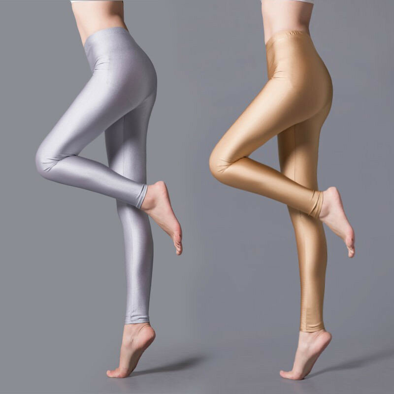 INDJXND legginsy wiosenne wielokolorowe cukierki legginsy w połowie w pasie spodnie do kostek Ultra Casual Mid Legging jedwabne mleko