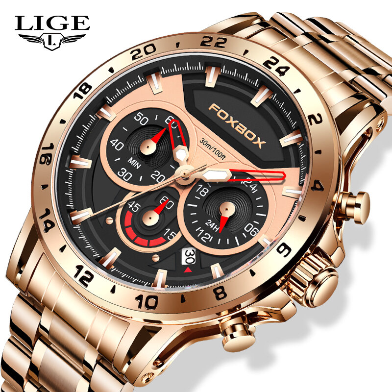 Lige relogio masculino Herren uhren Top-Marke Luxus berühmte Herren uhr Mode lässig Chronograph Militär Quarz Armbanduhr