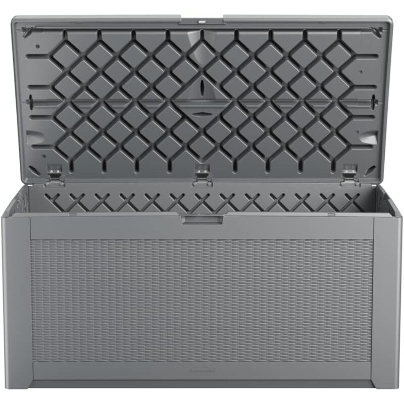 Outdoor Deck Box Extra Large Storage Box Weather Resistant Gray for Lawn Garden Pool Tool Storage Built To Last Diy Assembly