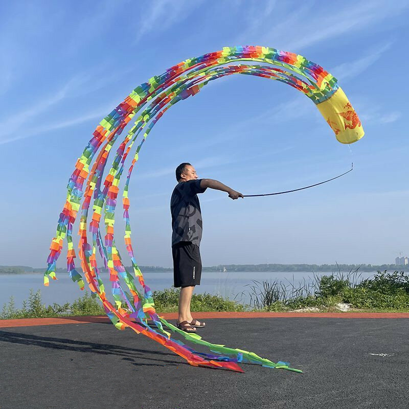 3/5 metri cinese arcobaleno nastro danza bacchetta scuola ginnastica attività capodanno cinese facile nastro danza intorno al palo