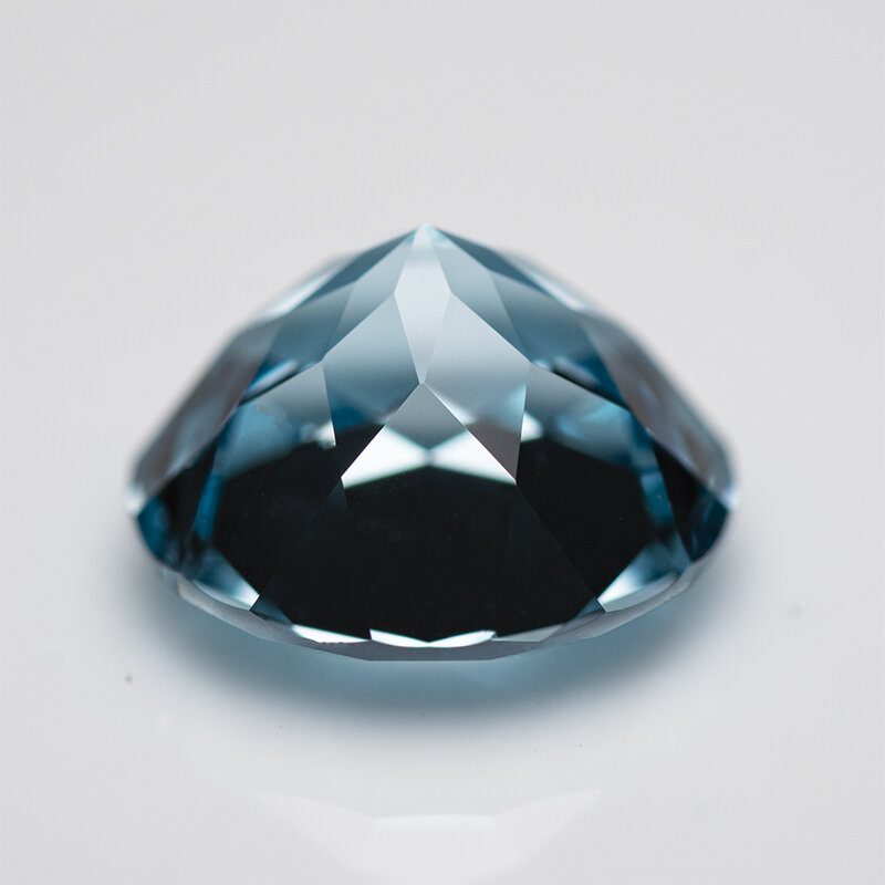Lab tumbuh safir Aquamarine warna bulat bentuk manik jimat untuk Diy membuat perhiasan liontin bahan dipilih sertifikat AGL