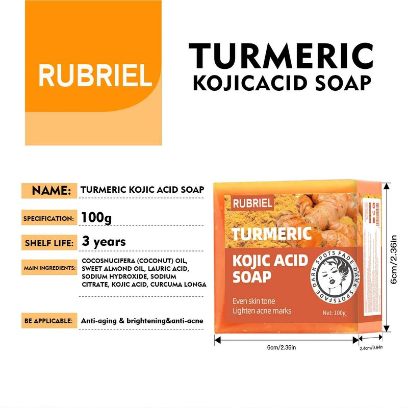 Kit de blanchiment à l'acide de curcuma Kojic Regina, élimination des taches foncées et de l'acné, anti-vieillissement, peau lisse, nettoyage en profondeur, fait à la main, 100g