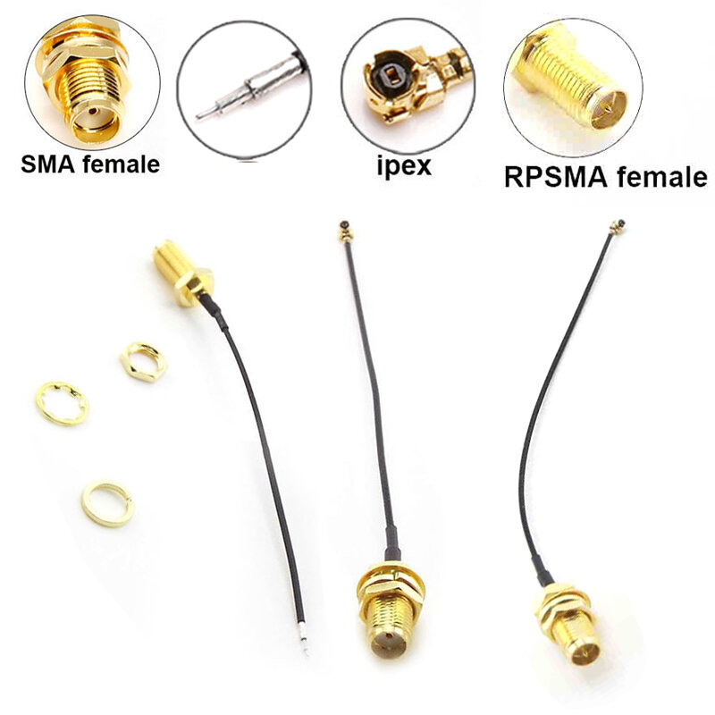 SMA femmina a RP SMA femmina a uFL/IPX/IPEX UFL RG1.13mm Antenna RF cavo a saldare connettore di prolunga IPX WiFi Pigtail wire J17