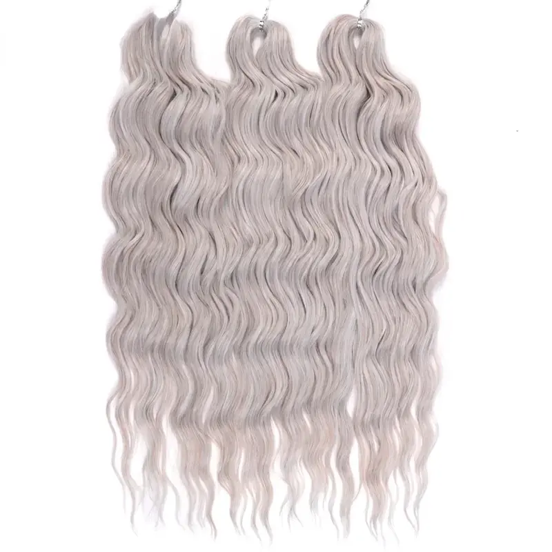 Anna Hair-Extensions de Cheveux Synthétiques Bouclés au Crochet, Tresses Deep Wave, Ombré Blonde, 24 Pouces