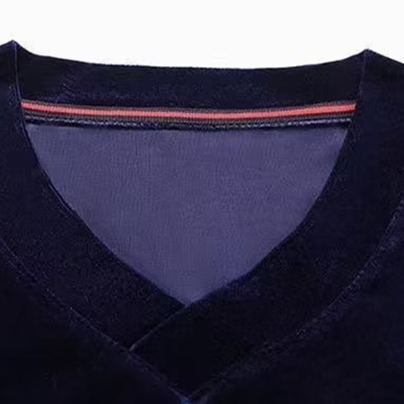 Kaus Dalaman pria Korea, atasan blus Jumper lengan panjang, leher V, Beludru, tebal, kasual, hangat, musim gugur dan dingin