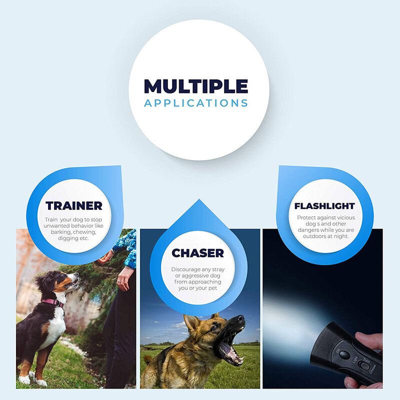Pet Dog Repeller Anti Barking Stop Bark Training Device Trainer LED Ultrasonic Anti Barking Ultrasonic Without Battery dog