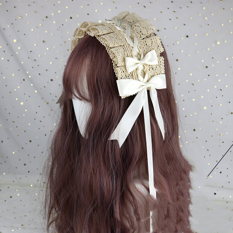 사랑스러운 나비 매듭 달콤한 로리타 레이스 꽃 머리 후프, 애니메이션 메이드 코스프레 머리띠 모자 액세서리 손으로 만든 도매
