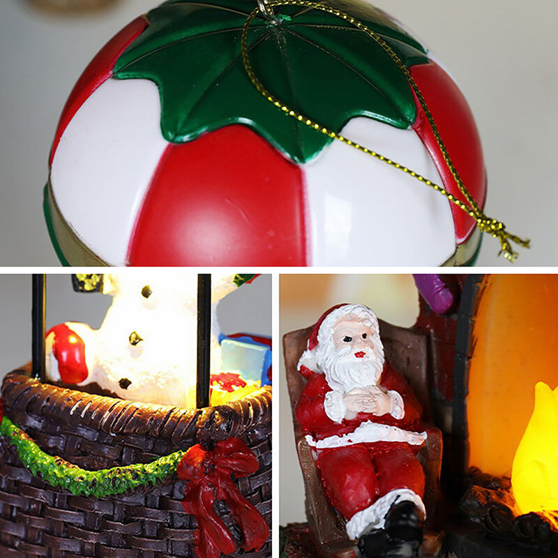 Sneeuwpop Santa Claus Heteluchtballon Kerst Led Licht Ornamenten Kerst Kid Cadeaus Xmas Home Slaapkamer Decoratie