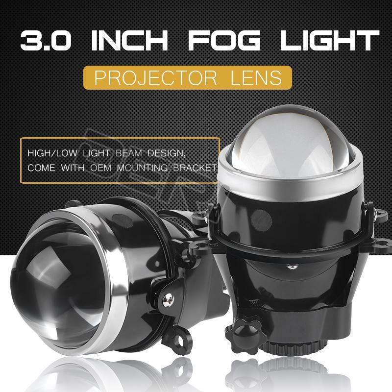 3 Inch Fog Light Bi-xenon Projector Lens Bi Lenses For SUBARU/WRX/FORD/NISSAN/PEUGEOT Tuning Adjustment Bracket Waterproof Lamp