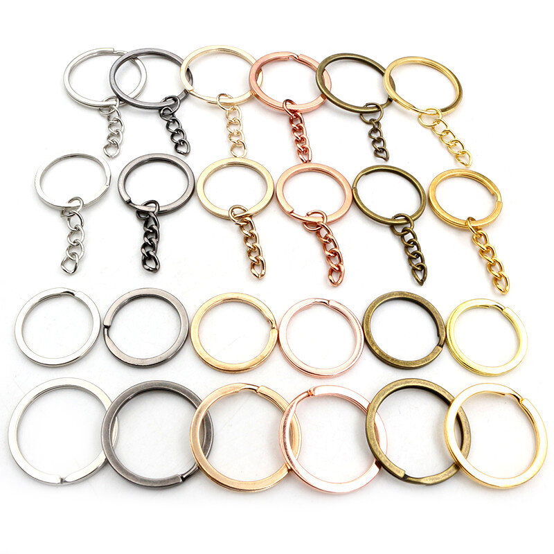 20 piezas de anillo de llavero chapado en oro de 25-30mm, llavero de plata, llavero, llavero, anillo plateado, llavero para fabricación de joyas