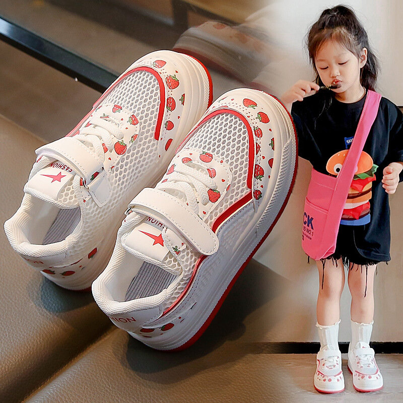 Летние и весенние модные детские туфли для девочек с вырезами, удобные сетчатые Дышащие Детские кроссовки унисекс, Спортивные Повседневные Размеры 26-37