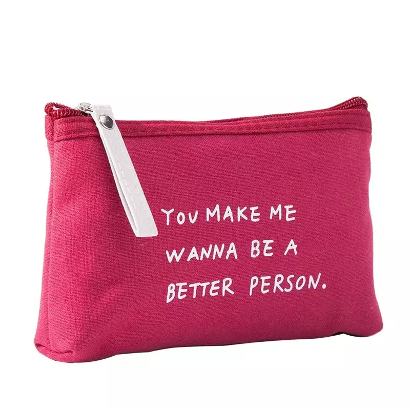 Letter Print Women's Cosmetic Bag Zipper Foldable Travel Large Capacity Cosmetic Canvas Makeup Wash Storage Pencil Bags Pouch