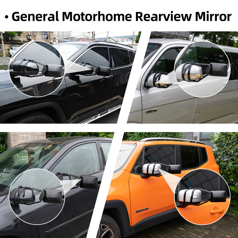 Espelho retrovisor universal do carro, espelho de reboque, ponto cego, anjo largo convexo, extensão de equitação segura, reboque da caravana, 2Pcs