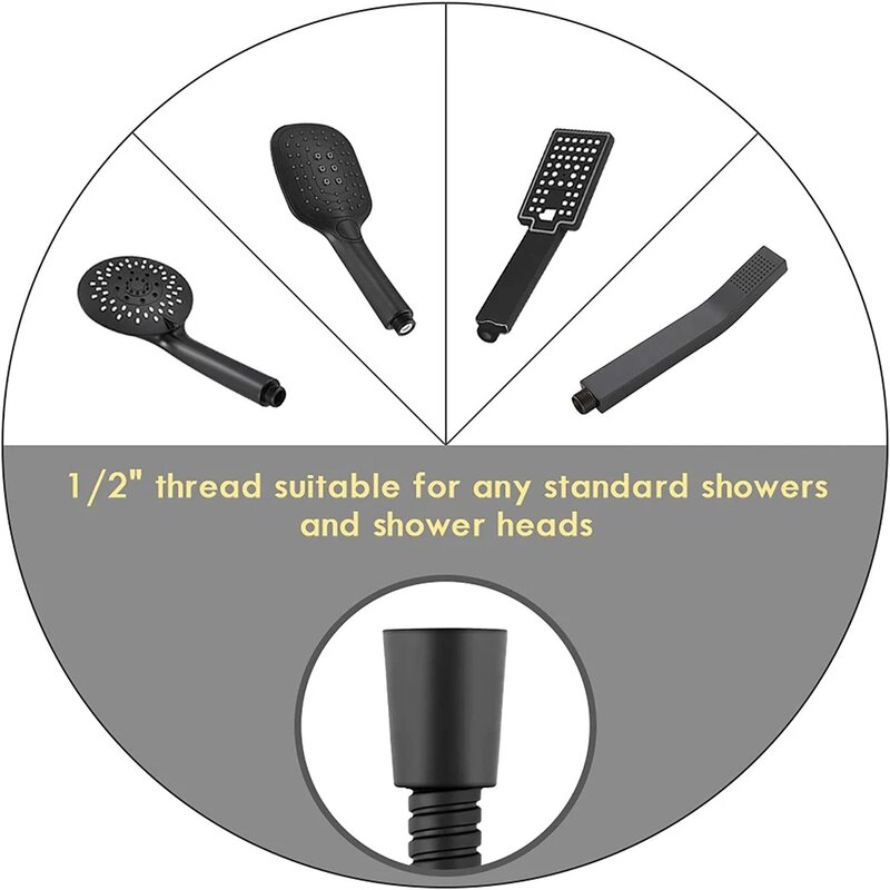 Tuyau de douche flexible en acier inoxydable noir, tube anti-enroulement, résistant à la pression VPN, accessoires de douche, 1.5 m, 2 m, 3m
