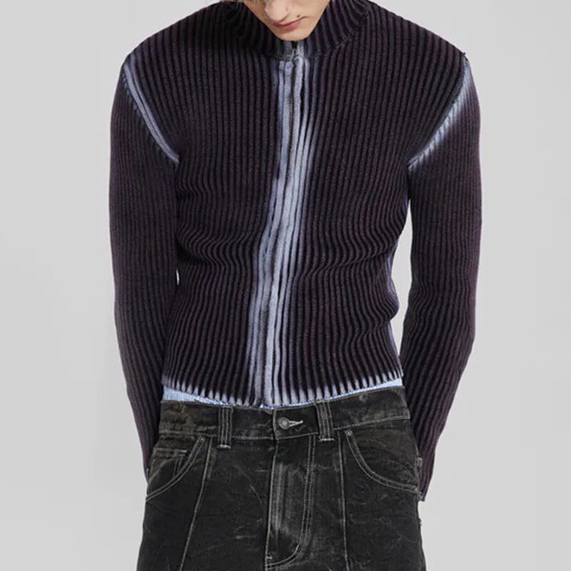 FEWQ высокоуличный вязаный свитер с рисунком граффити старая облегающая вязаная футболка Ins ленивый стиль 2023 Модные Топы Пуловер 9C3482