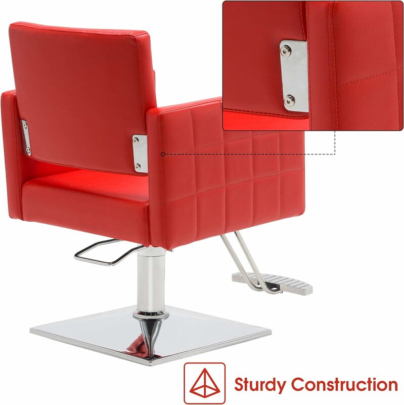 BarberPub Classic Styling Salon Chair for Hair Stylist Hydraulic Barber Chair Beauty Spa Equipment 8821 (Red)