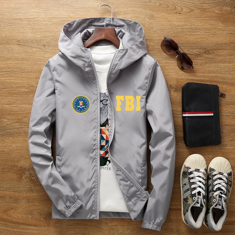 FBI-chaqueta de piloto aéreo para hombre, abrigo de béisbol, cazadora de motocicleta, cortavientos para acampar y senderismo, Escudo del FBI de los Estados Unidos