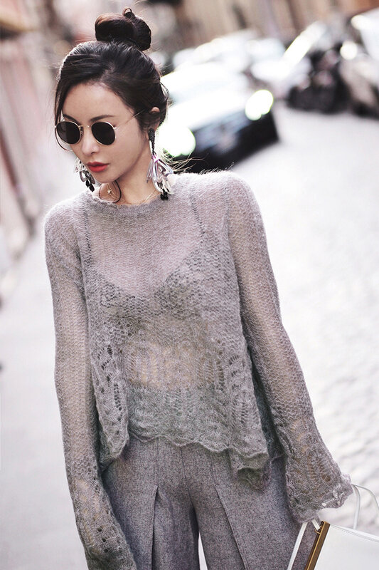 Durchschauen Frauen dünnen Pullover Pullover 2020 Herbst koreanisch neue Basic Strick pullover Mädchen aushöhlen Strickwaren plus Größe sa171s50