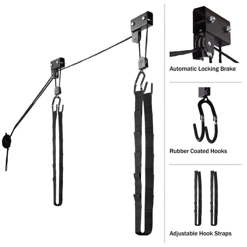 Kayak Lift - Overhead pulley system with 125-pound canoe, bike, ladder, or kayak storage up to 12 feet