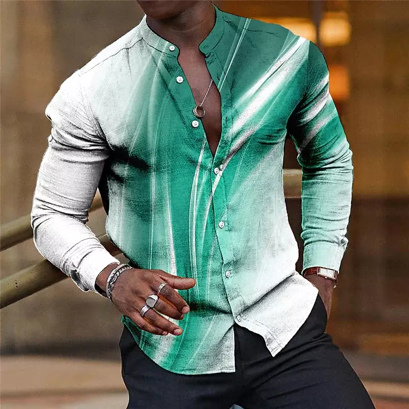 Модная рубашка в полоску, цветной геометрический дизайнерский дизайн, новый популярный элемент, повседневный светлый и удобный материал 2023