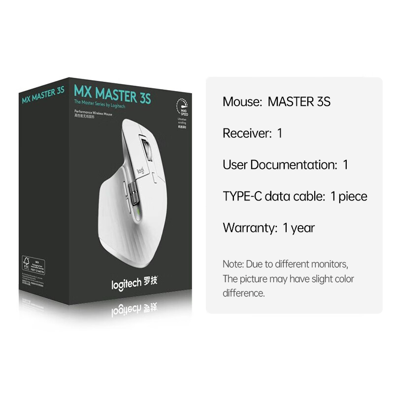 Logitech MX Master 3S Mouse nirkabel, Mouse kantor Bluetooth nirkabel dengan 2.4G untuk PC dan Laptop
