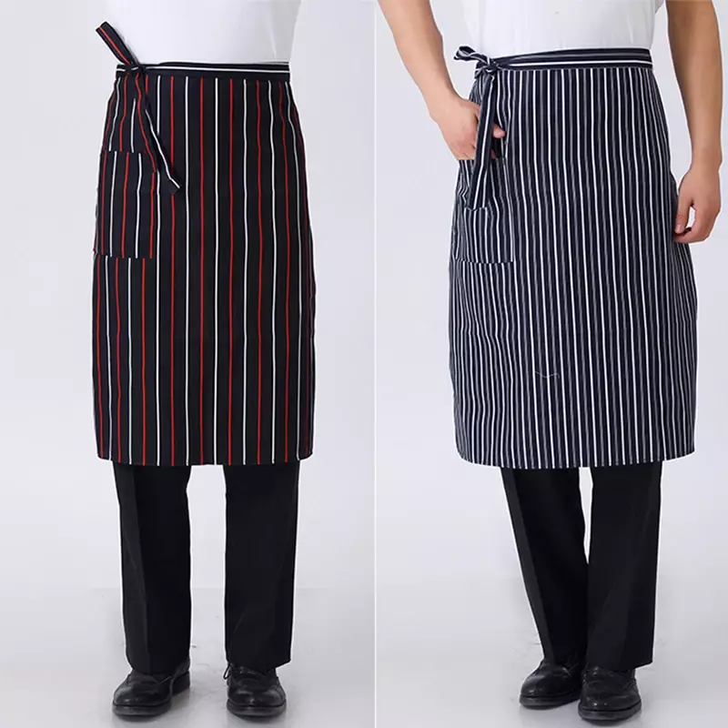 Black Men Kitchen Apron Striped Chef Cleaning Accessories Women Useful Cooking Grid Adjustable colorful apron catering