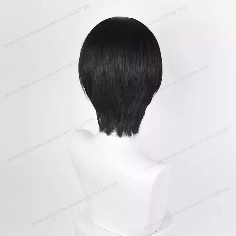 Ooaki nana-アニメのコスプレウィッグ,短い黒の髪,耐熱性,合成かつら,女性のためのハロウィーンのパーティー,頭皮,28cm