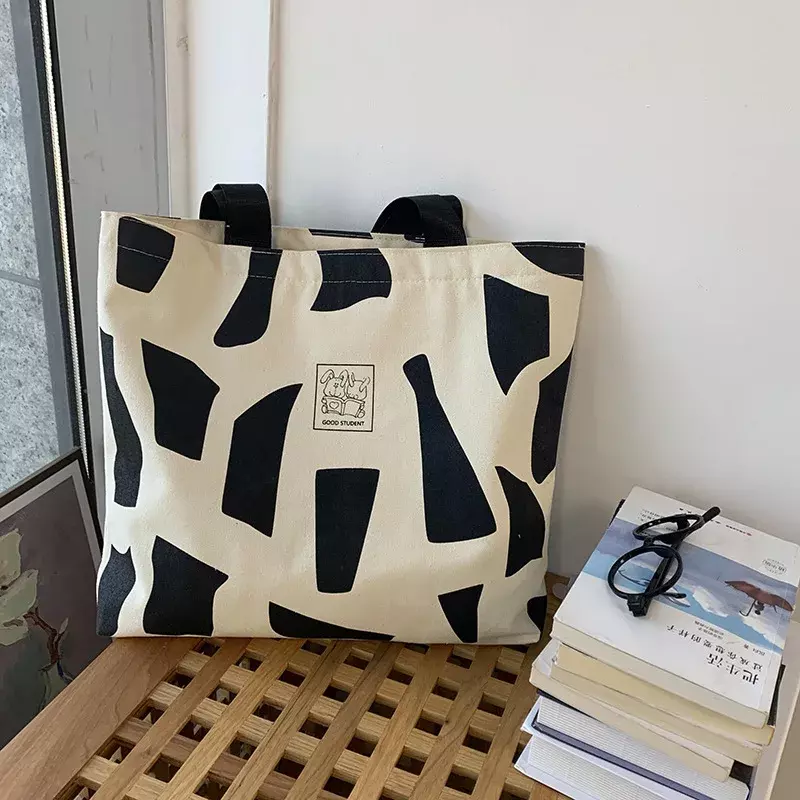 SHB01 Canvas Shoulder Shopper Bags Cotton Cloth Eco Reusable Shopping Bag for Woman 2023 Student Handbag Large Tote