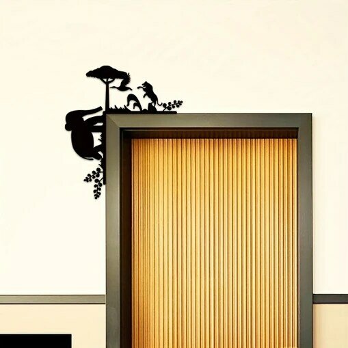 Artigianato 1pc metallo creativo animale Silhouette adesivi murali decorativi porta angolo decorazione decorazione della parete metallo appeso a parete