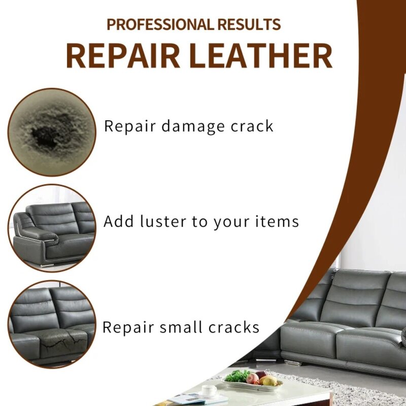 Gel de reparación de cuero para el hogar y el coche, Kit de restauración de sofá, pasta de zapatos de cuero, 20ml