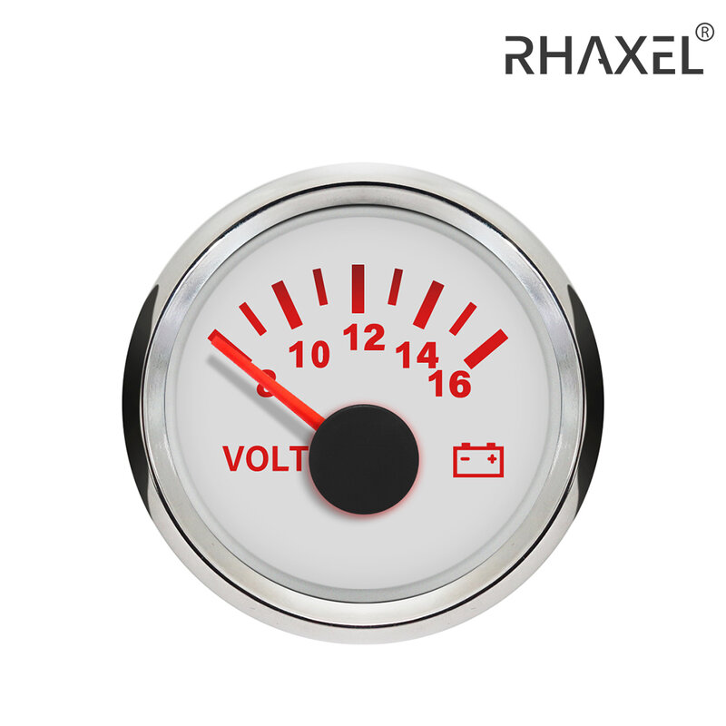 Rhaux-Voltímetro Digital Universal, Medidor de Voltagem, Luz Vermelha, Carro, Barco, Motocicleta, 52mm, 2 ", 8-32V