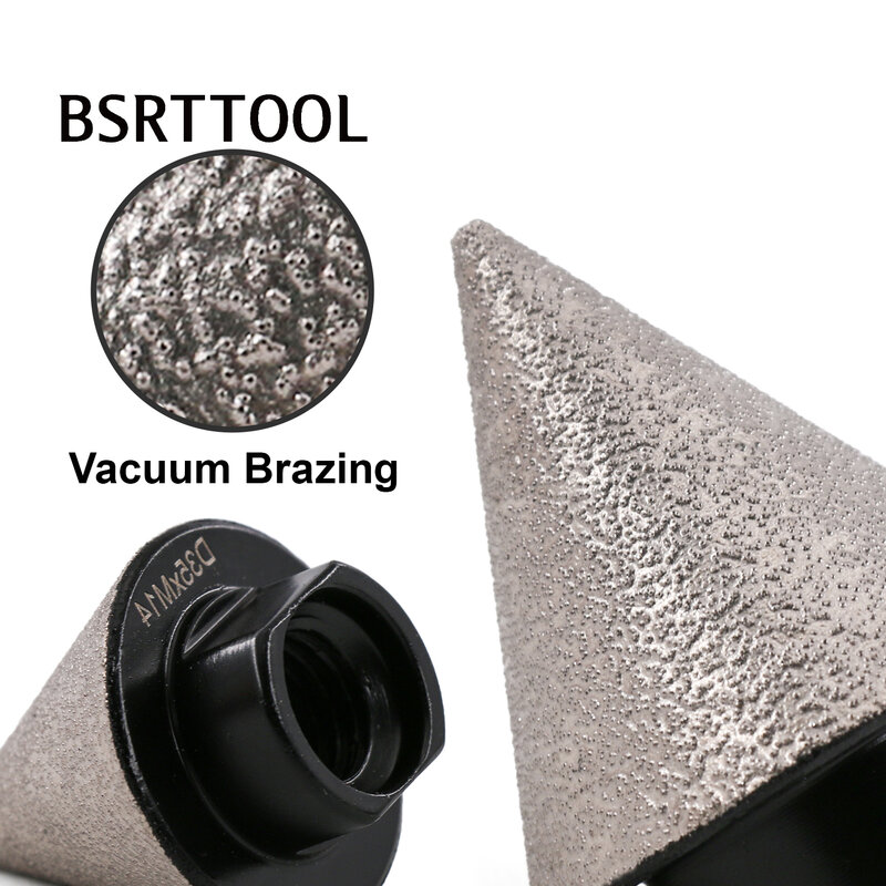 BSRTTOOL Mata Bor Beveling Berlian Brazing Vakum untuk Ubin Marmer Lubang Keramik Chamfering Bit Dia35/50Mm