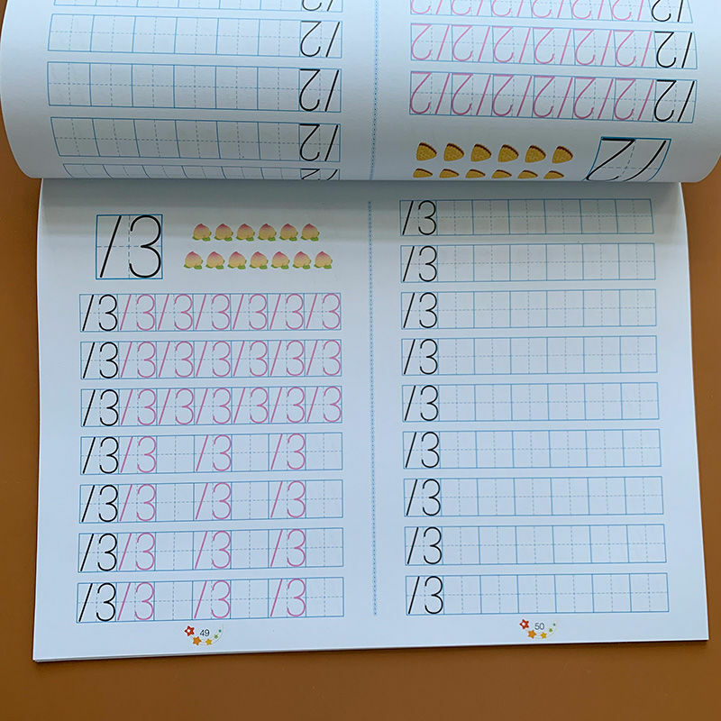 Libro Rojo de trazado digital puro, 0-100, para preescolar, para aprender a escribir de 0 a 100