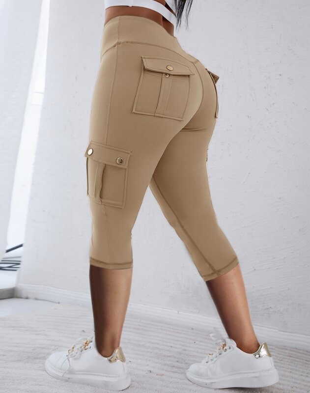 Женские брюки 2024, эластичные спортивные и фитнес-брюки с карманами и высокой талией, спортивные штаны для активного отдыха, однотонные леггинсы