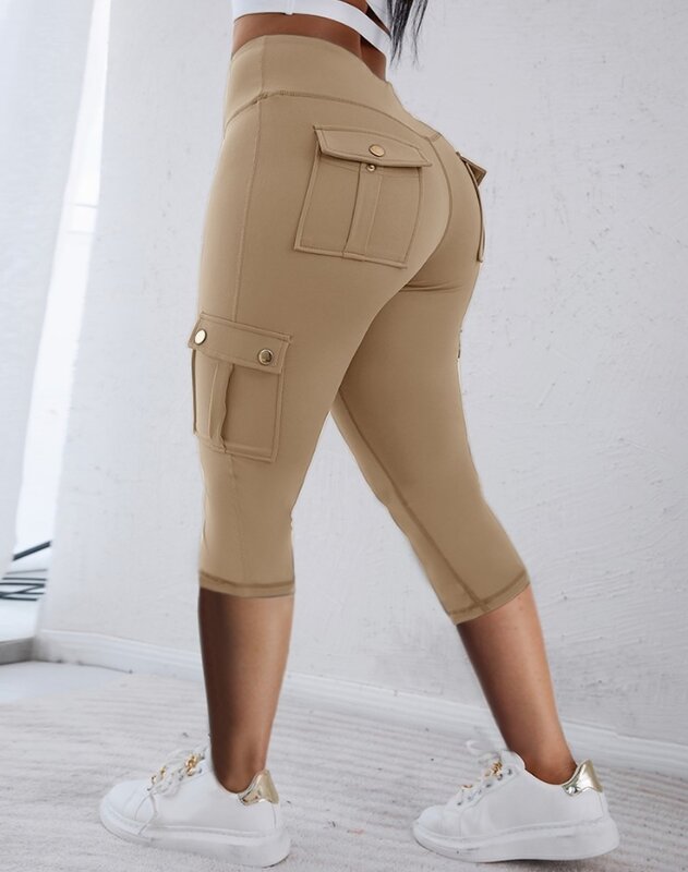 Women's Pants 2024 Elastic Sports and Fitness Pants Pocket Design High Waist Sports Active Pants Solid Color Leggings