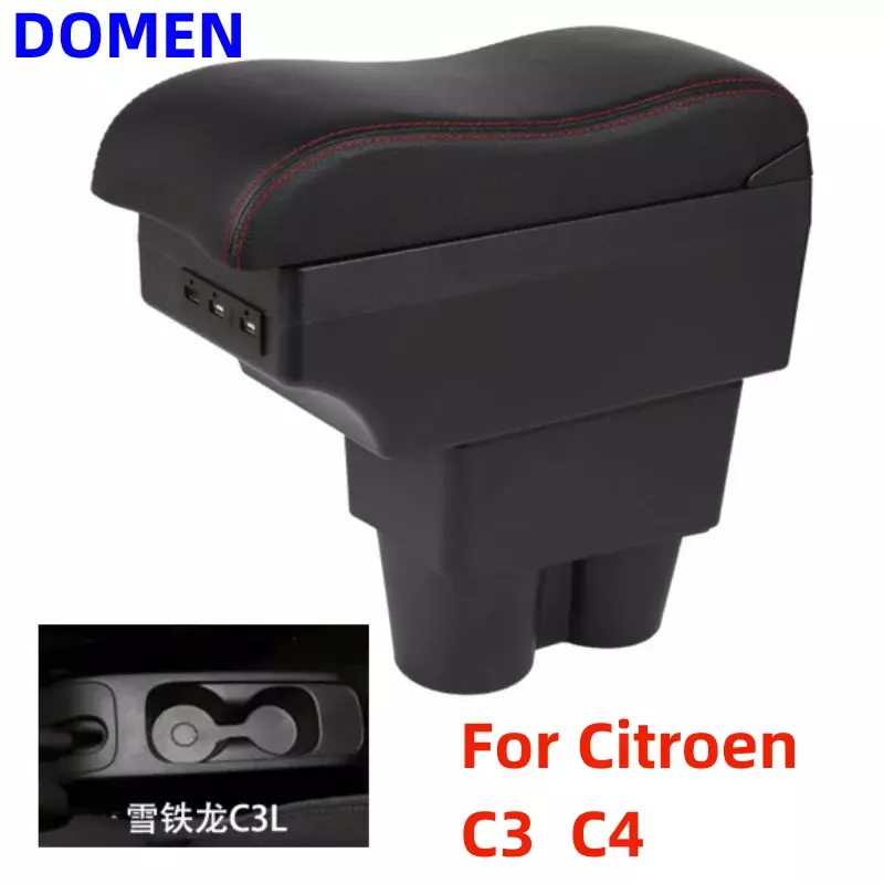 Caixa De Armazenamento De Braço Central Do Carro, Auto Acessórios, USB Modificado, Citroen C3, Citroen C4