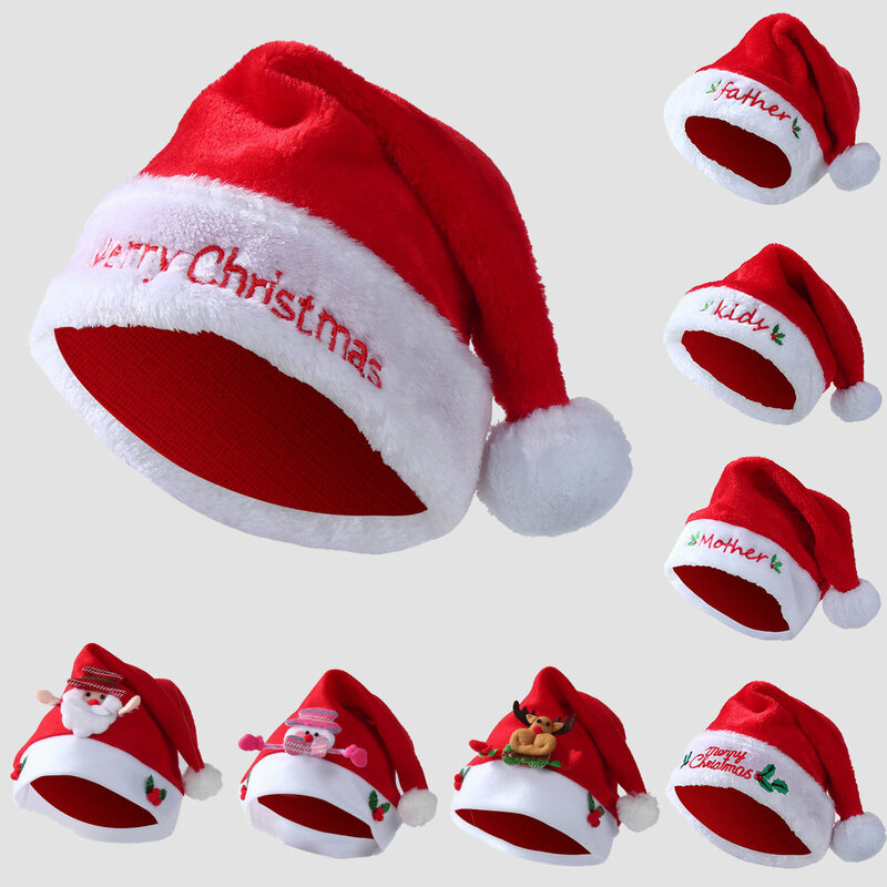 High Quality Christmas Hats for Kids Family Christmas Decorations 2023 for Home Navidad Natal Noel Gifts New Year 2024