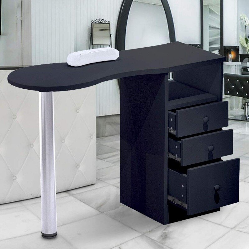 Acetona resistente Salon prego mesa, manicure mobiliário equipamentos com único armário, gavetas