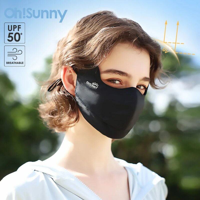 Ohsunny-Máscara Facial Respirável de Proteção Solar, Forro de Sensação Fresca, Anti-UV, Boca Aberta, UPF 2000 +, Ao Ar Livre, Novo, 2022, 2024