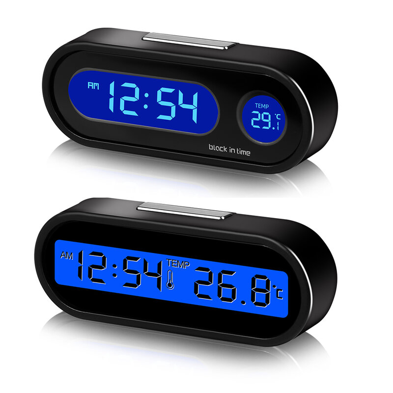 Car Clock Time Watch Mini Electronic Auto Clocks Luminous Interior Thermometer LCD Backlight Digital Display Car Accessories