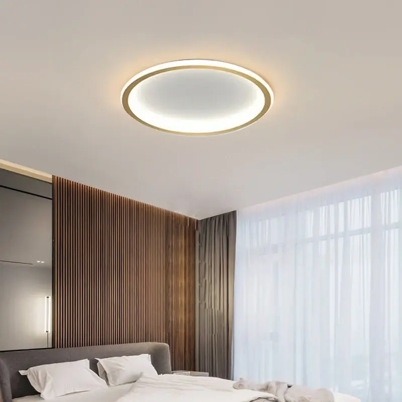 Lampu plafon LED Modern untuk kamar tidur ruang tamu ruang belajar minimalis ramping hitam putih emas perlengkapan pencahayaan dekorasi rumah