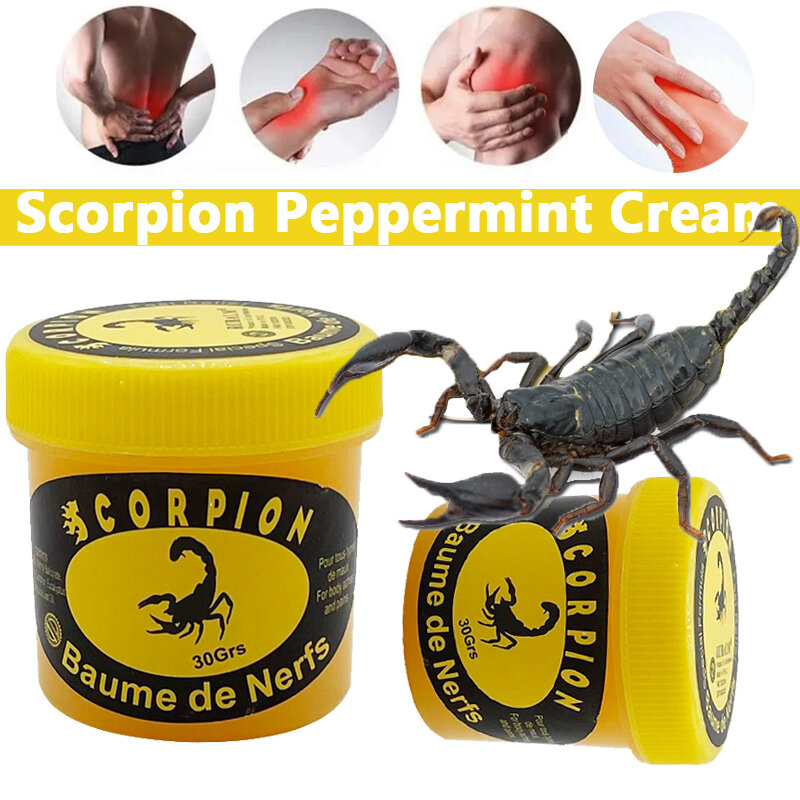 Scorpion Onguent est une pommade anti-douleur utilisée pour traiter les douleurs articulaires, le genou et le dos valides, et la réduction de l'enflure, 30g