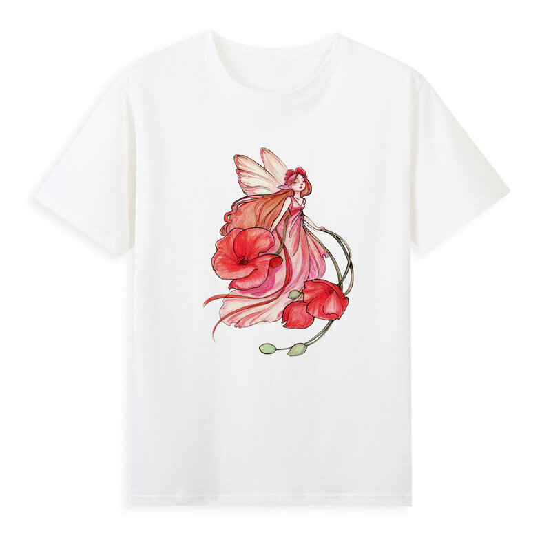 女性のための妖精のデザインの美しいTシャツ,半袖の夏服